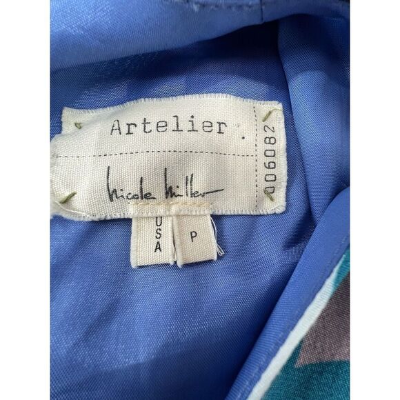 P Nicole Miller Artelier Blue Tribal Geometric Print Mini Sheath Dress Sz Petite - Picture 6 of 16